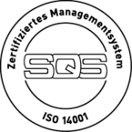 Ein rundes ISO 14001 Abzeichen 
